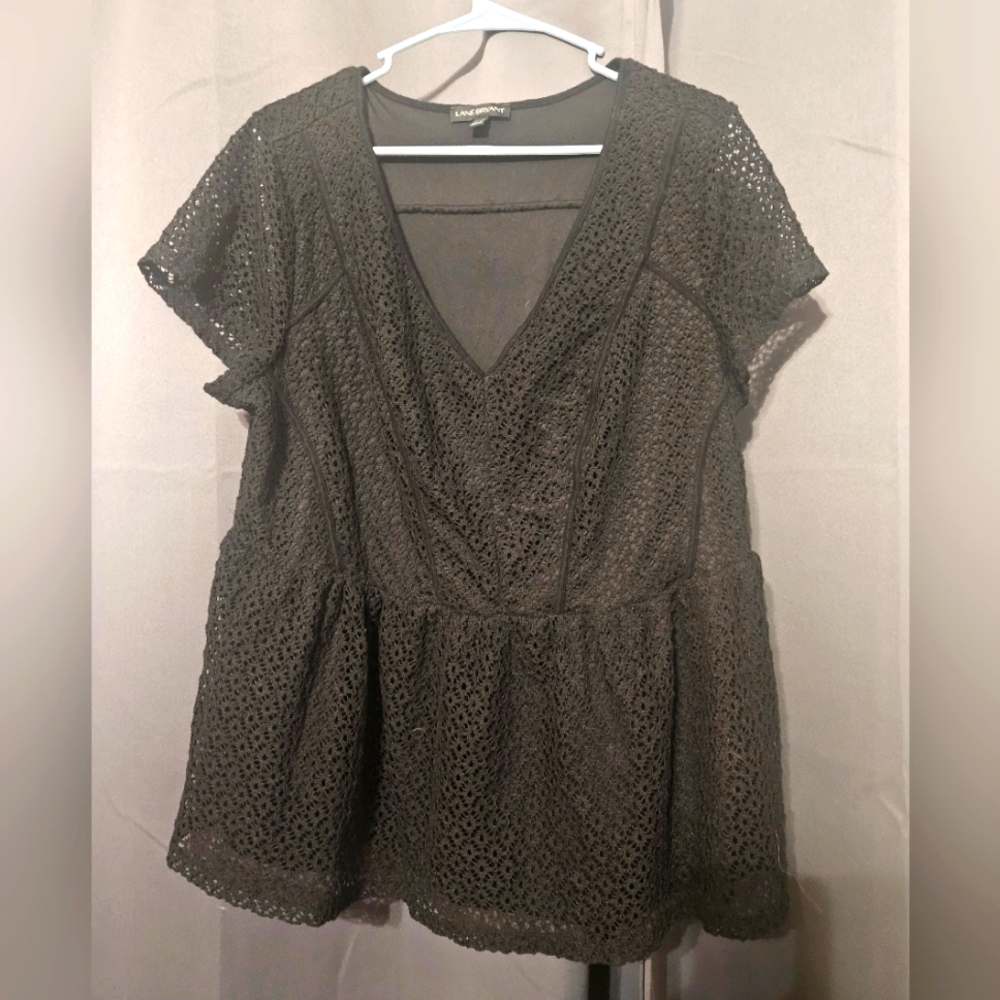 Lane Bryant Black Lace Short Sleeve Top
